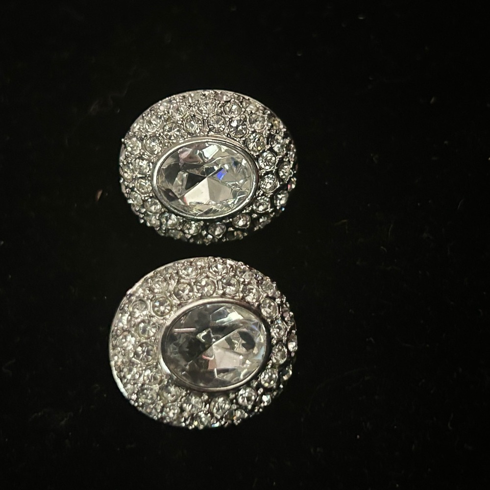 Elegant Silver Crystal Stud Earrings